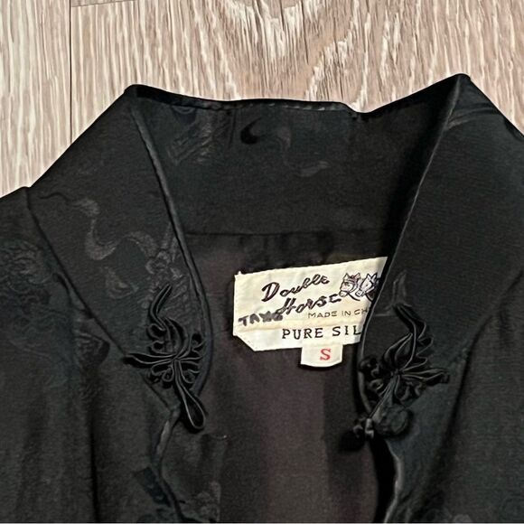 Quilted Silk Chinese Jacket Boxy Split Hem Long Sleeve Floral Fairy Whimsigoth S - Picture 8 of 16